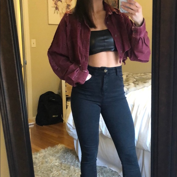 LF Furst of a Kind Maroon cropped corduroy - Picture 2 of 8